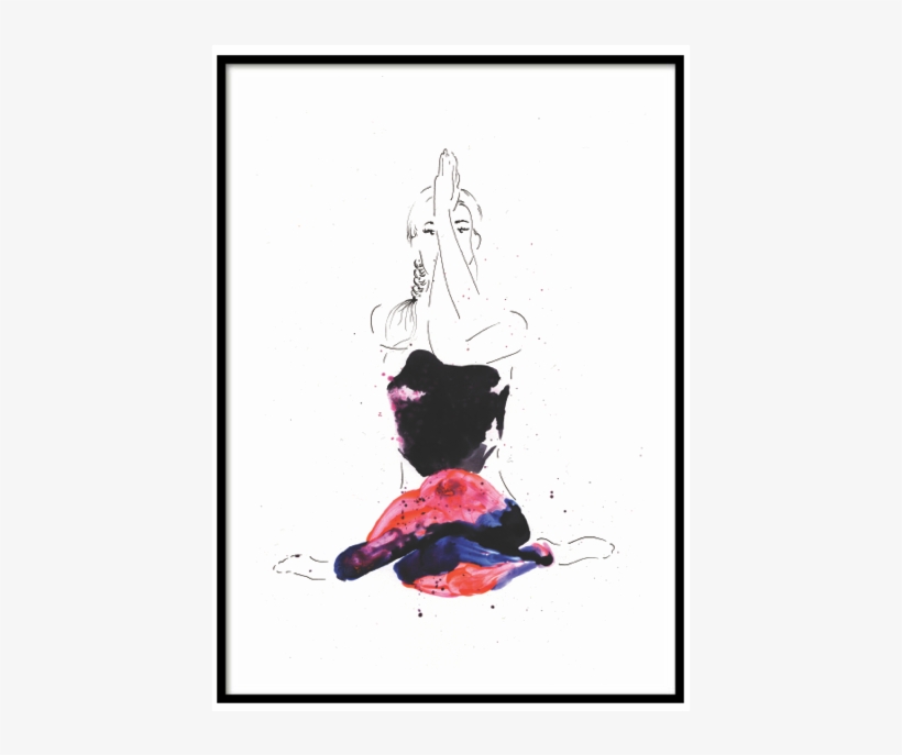 Garudasana Neon Yoga Pose Print - Illustration, transparent png