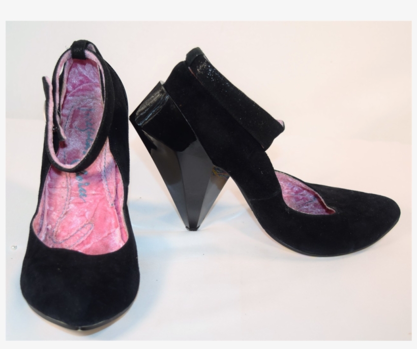 Black Suede Diamantina Pumps With Ankle Strap Size - Basic Pump, transparent png