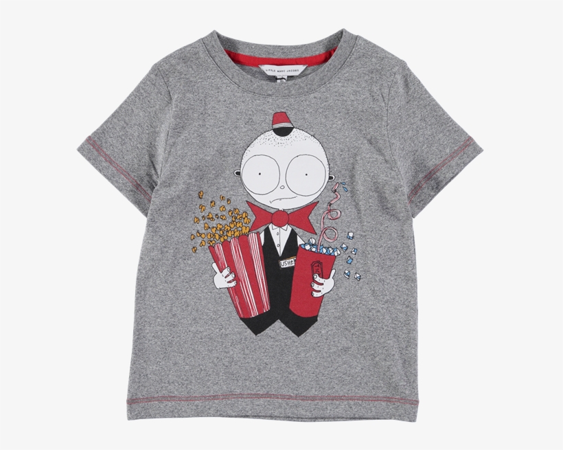 Picture Of Cinema Usher Print T-shirt Grey - Blouse, transparent png