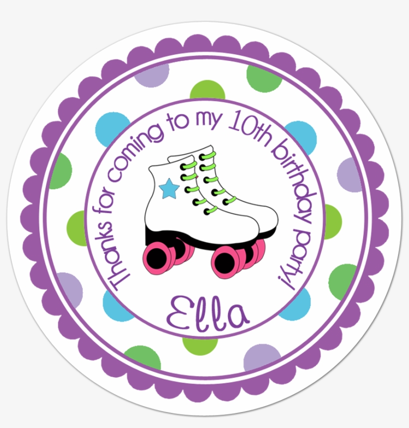 Roller Skate Wide Polka Dot Border Personalized Sticker - Nanas Kitchen, transparent png