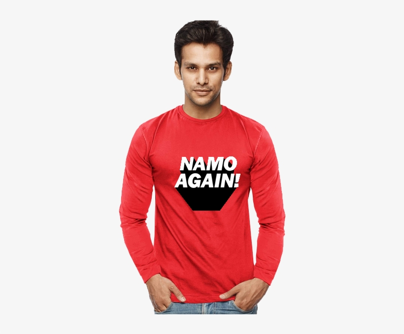 Unisex Namo Again Modi 100 % Cotton Printed Full Sleeves - Gym T Shirts Full Sleeves, transparent png