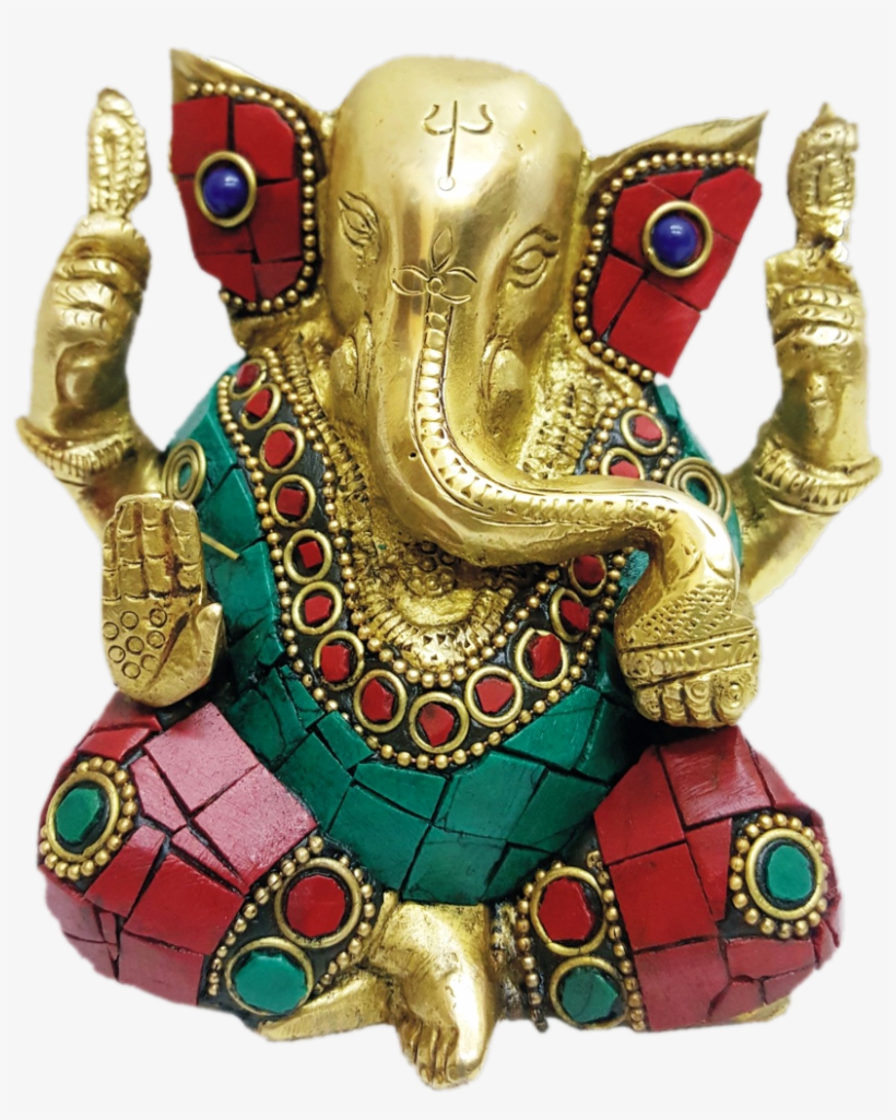 Turquoise Stone Work Ganesha Handmade 4" - Shree Ganesh Statue, transparent png