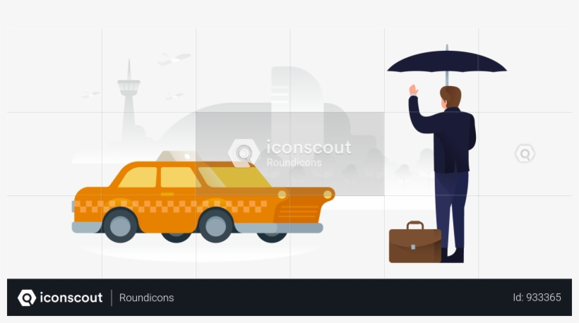 Business Man Hailing A Taxi For Airport Illustration - Car, transparent png