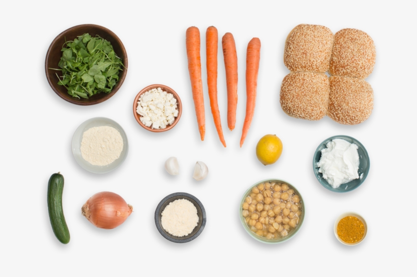 Chickpea Burgers With Vadouvan Roasted Carrots & Feta - Feta Top View Png, transparent png