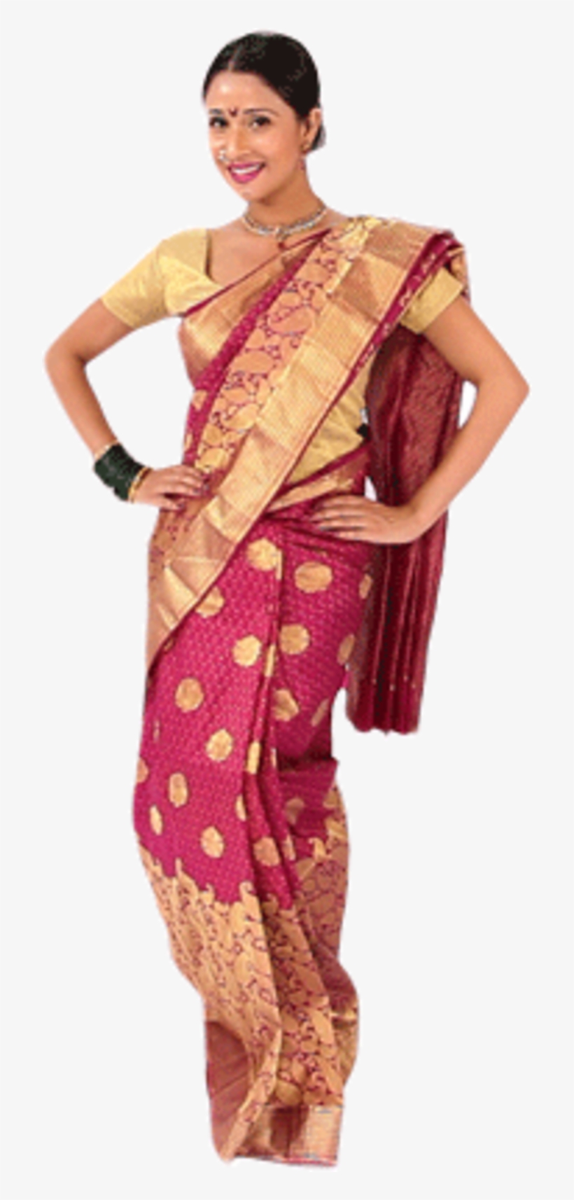 Picture Black And White Download Maharashtra Kanchipuram - Transparent Nauvari Saree Png, transparent png