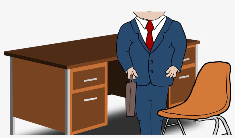 Man In Suit Clipart - Office Desk Clip Art, transparent png
