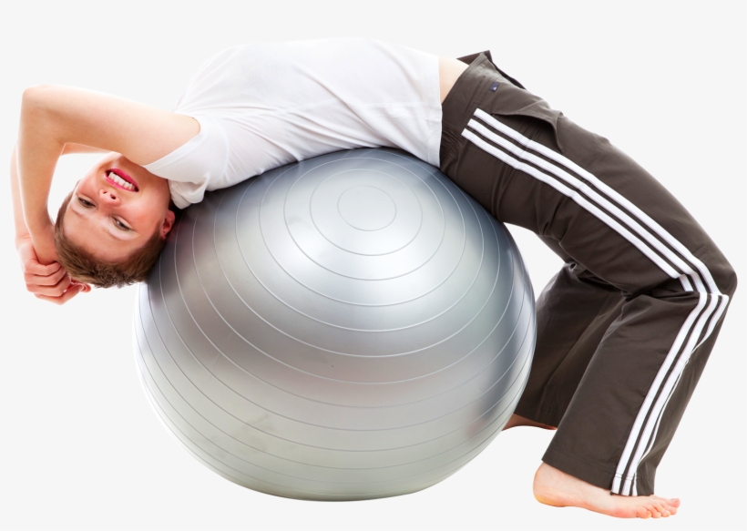 Download Young Woman Doing Exercises With Fitness Ball - Fitness Ball Png, transparent png
