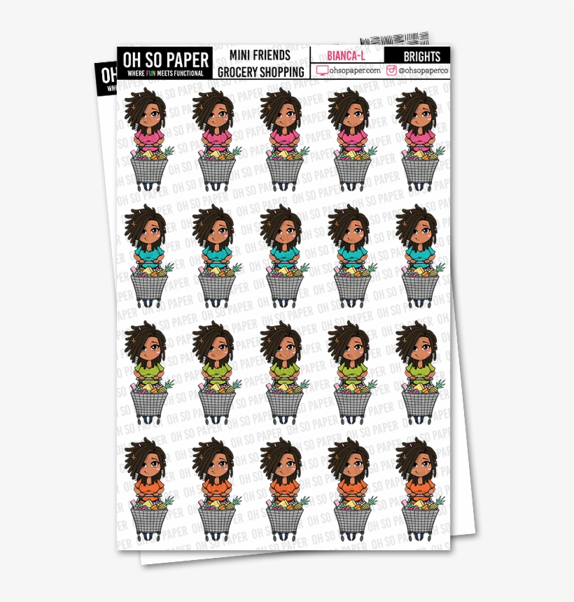 Mini Friends Grocery Shopping Stickers - Brown Girl Hair Wash Day Sticker Planners, transparent png