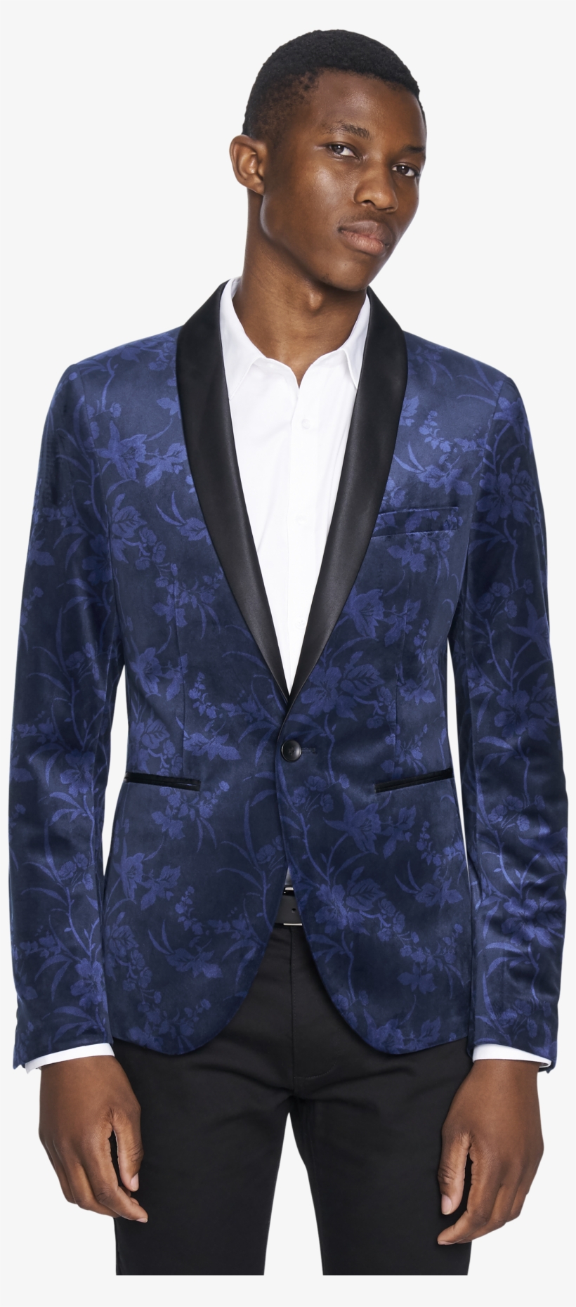 Navy Floral Velvet Blazer - Wear With A Blazer, transparent png