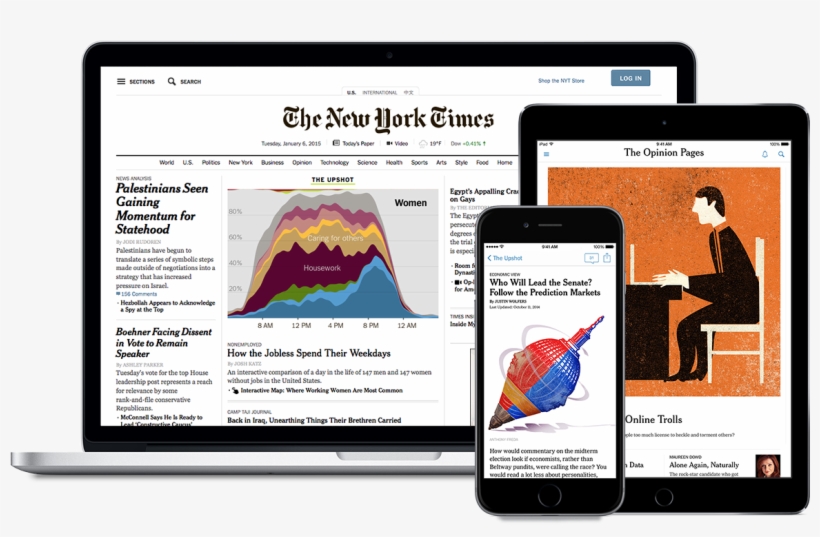 A Laptop, Phone, And Tablet Logged Into The New York - New York Times, transparent png