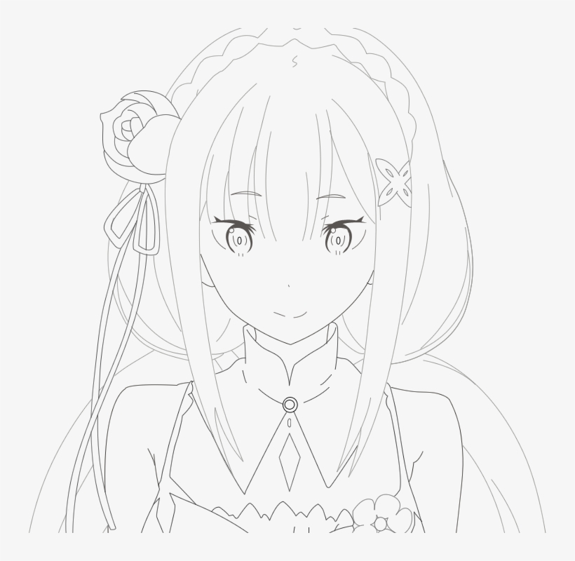 Just Emilia Re Zero Lineart By Ven94 On Deviantart - Line Art, transparent png