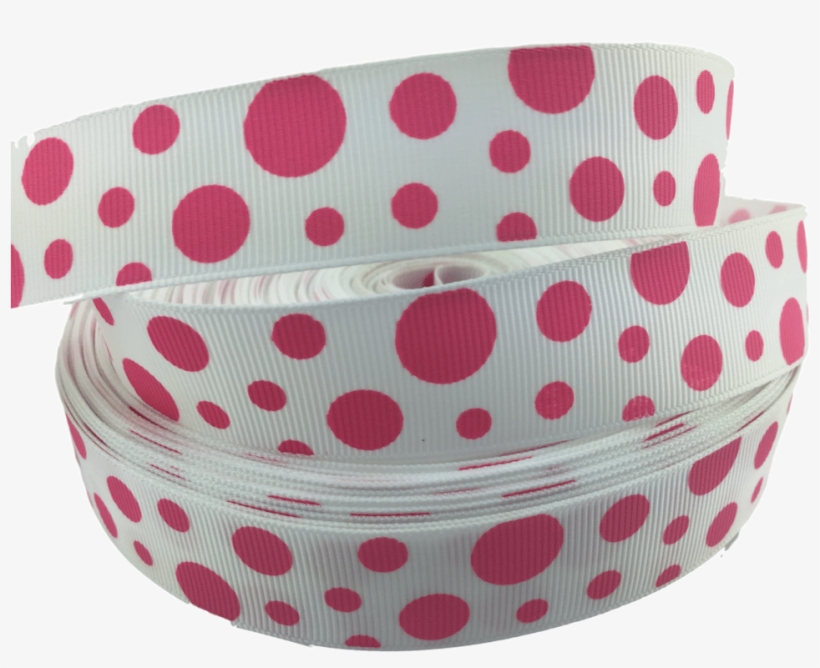 White And Pink Polka Dot Grosgrain Ribbons - Polka Dot, transparent png