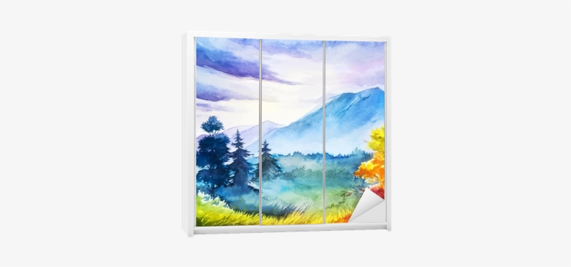 Wardrobe Sticker • Pixers® • We Live To Change - Autumn Landscape Watercolor, transparent png