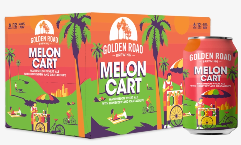 Meloncart 6pk Can - Mango Cart Golden Road, transparent png