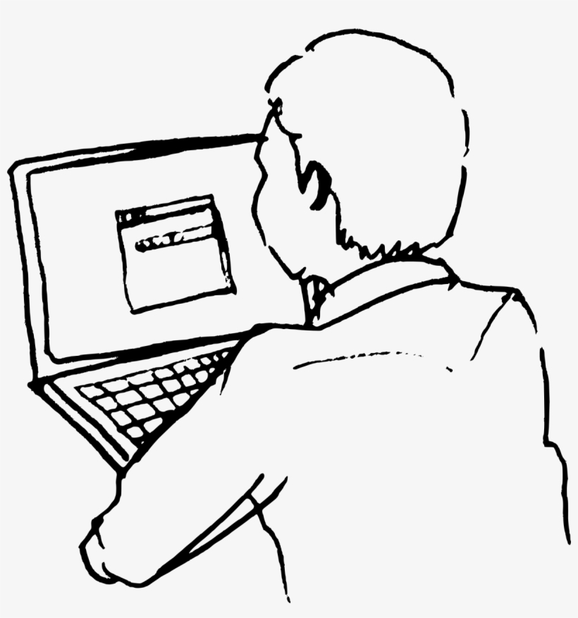 View Larger Image - Using The Computer Black And White, transparent png