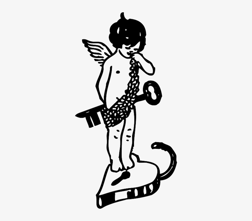 Outline, Boy, Kid, Heart, Love, Lock, Angel, Fly, - Malaikat Anak Laki, transparent png