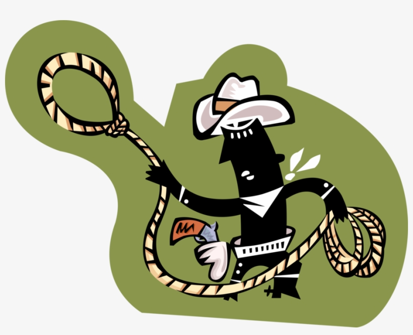 Vector Illustration Of Rodeo Cowboy With Lasso Rope - Cowboy, transparent png