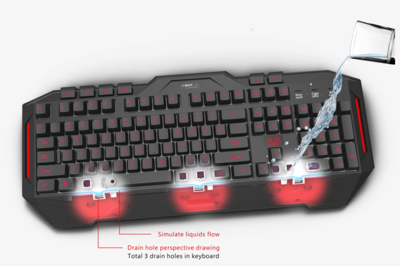 Splash-proof Design With Drain Hole - Asus Cerberus Gaming Keyboard, transparent png