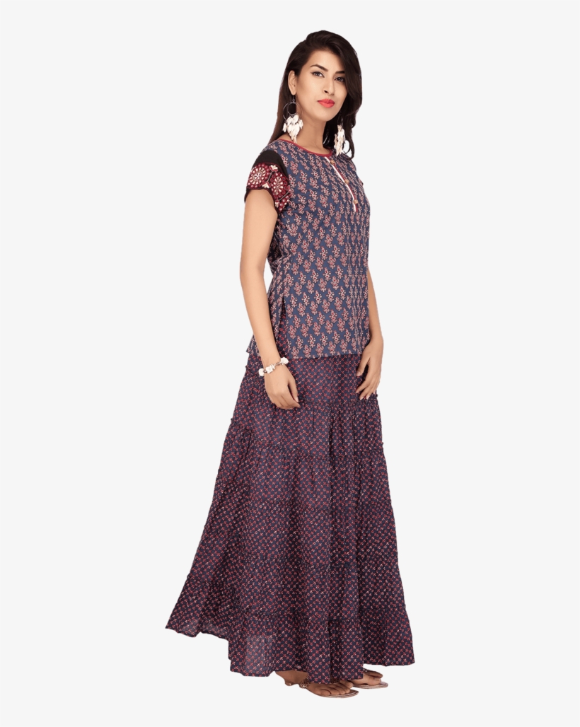 Women Cotton Printed Kurta And Skirt Set - Polka Dot, transparent png
