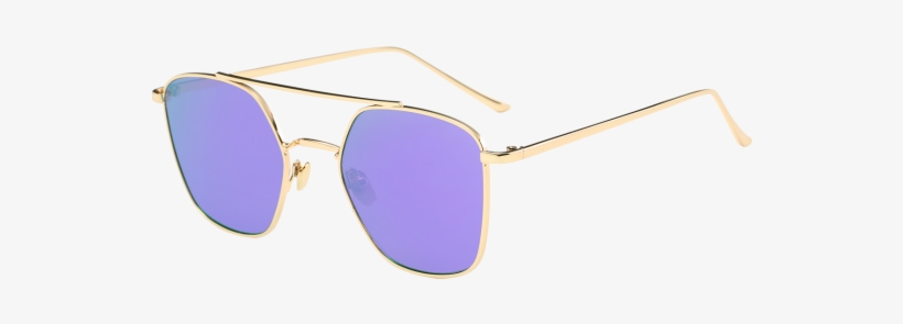Mirrored Reflective Geometrical Metal Crossbar Sunglasses - Lilac, transparent png