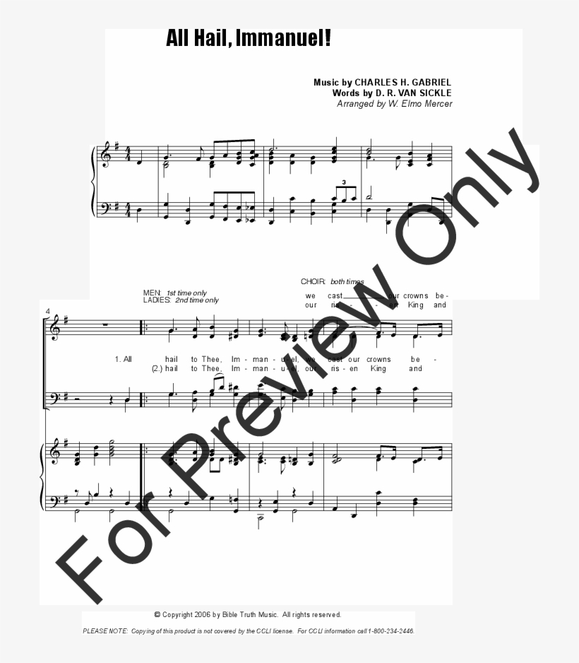 All Hail Immanuel Thumbnail - See How The Virgin Waits Sheet Music, transparent png
