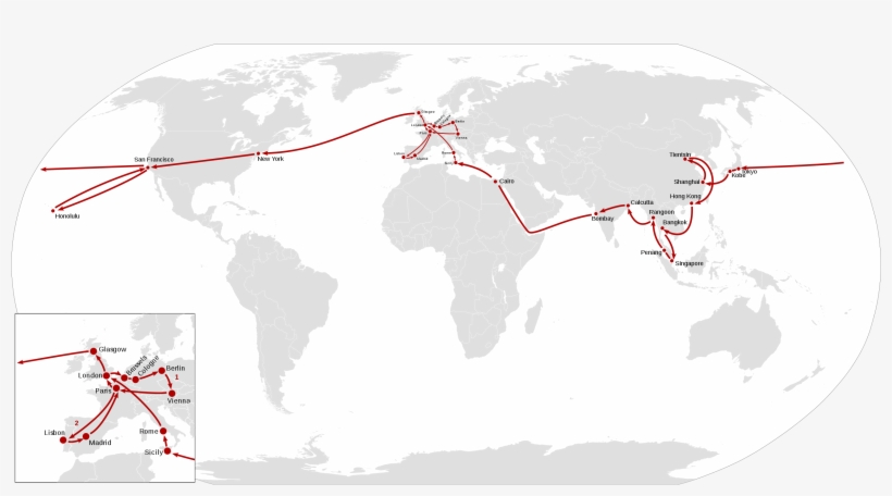 Kalakaua Journey Around The World - King Kalakaua's Trip Around The World Map, transparent png