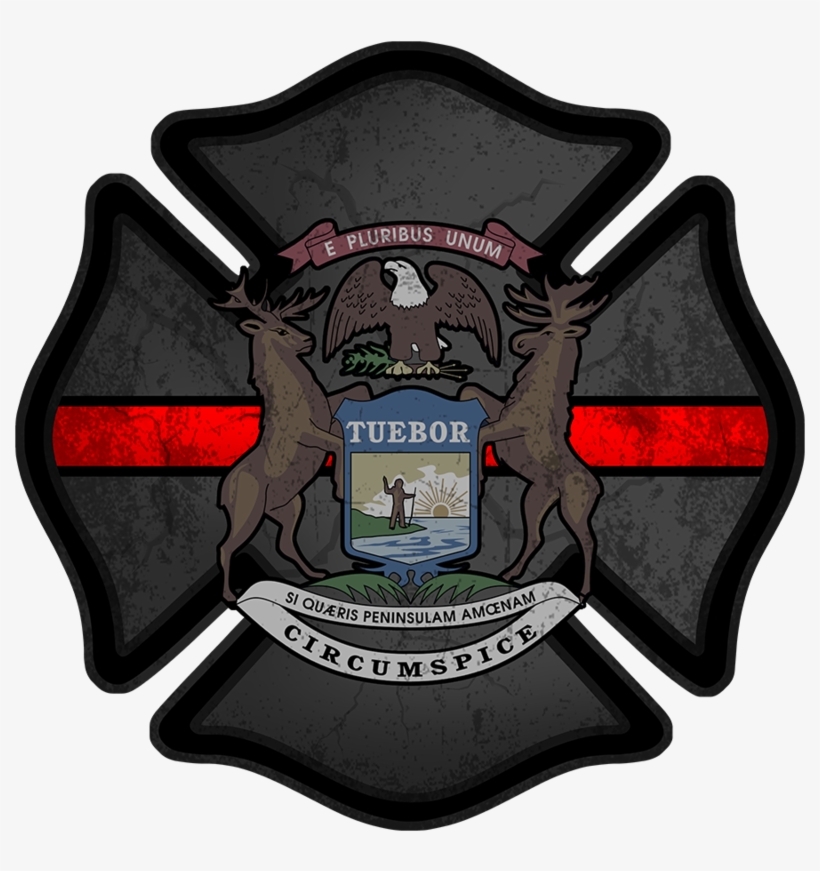 Michigan Subdued Firefighter Decal - State Of Michigan Flag, transparent png