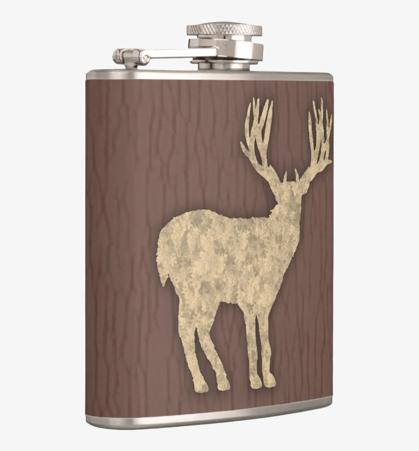 Deer Silhouette On Pocket Size Flask Sideview - Elk, transparent png