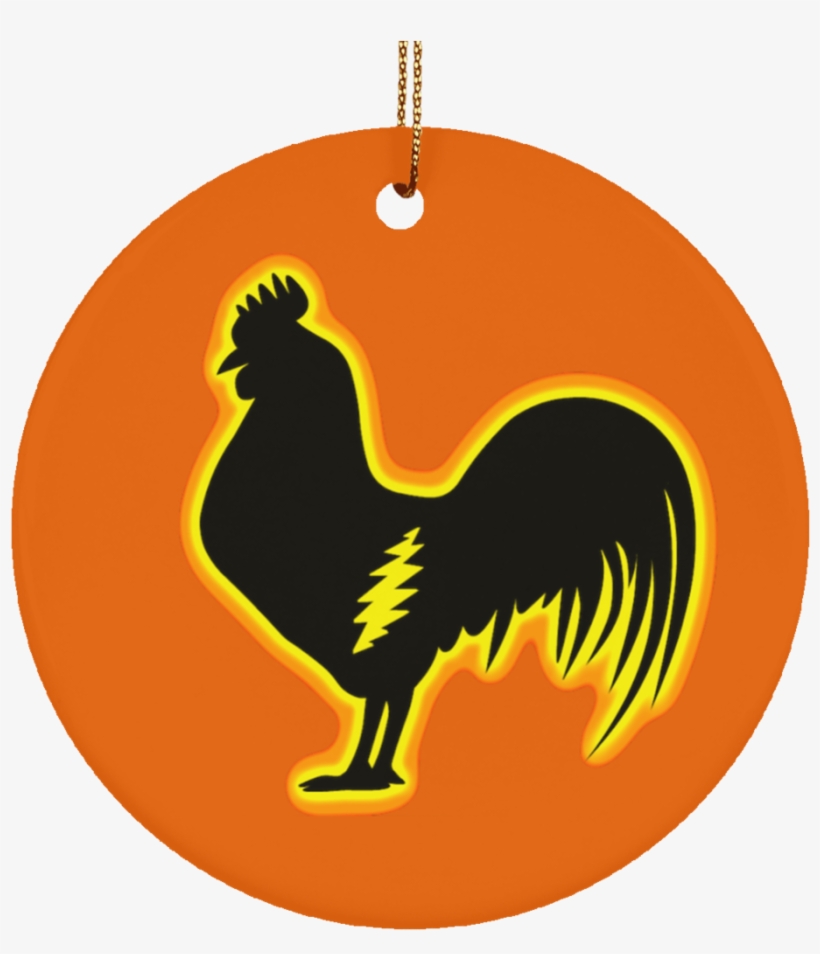 Crazy Rooster Ceramic Circle Ornament - Rooster, transparent png