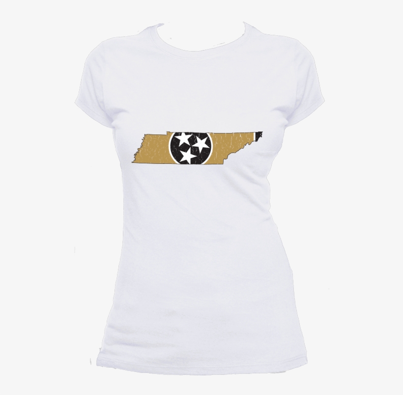 Tennessee Flag State Outline Gold Womens Short Sleeve - Pug, transparent png