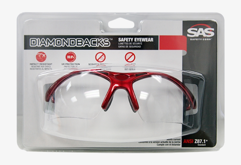 Sas Diamondback Safety Glasses - Plastic, transparent png