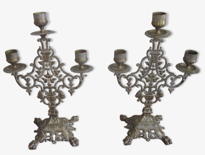 Pair Of Old Candlestick Candle Holder, transparent png