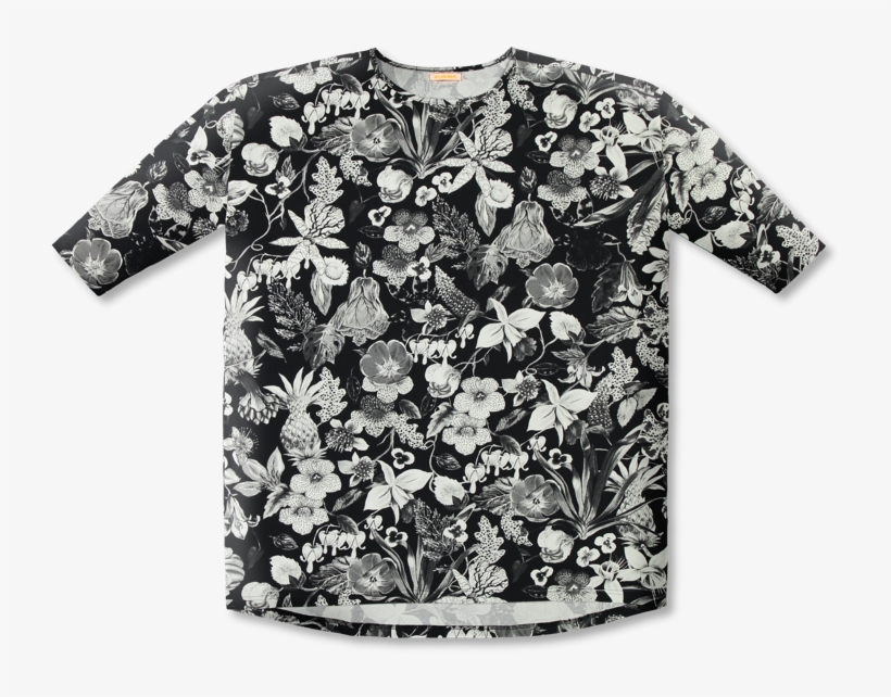 Vimma Tunic Box Selma Mystical Flowers Black White - Monochrome, transparent png