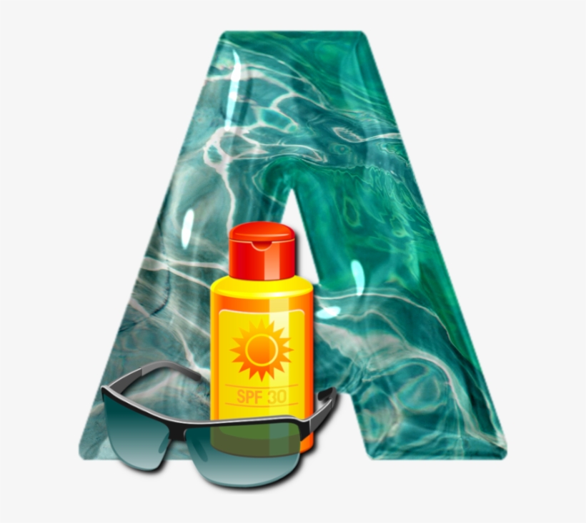 Alfabeto Com Óculos De Sol E Protetor Solar Png, Sunglasses - Cosmetics, transparent png