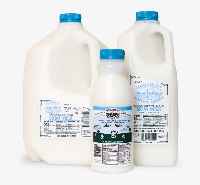 A Pint, Half Gallon, And Gallon Jug Of Monument Farms Pint Vs Gallon Of Milk 820x740 PNG