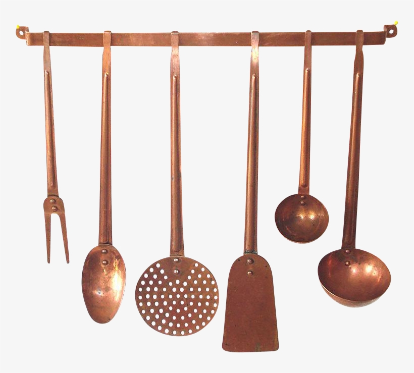 7 Piece Solid Copper Hanging Kitchen Utensils Set Found - Copper Hanging Utensils, transparent png