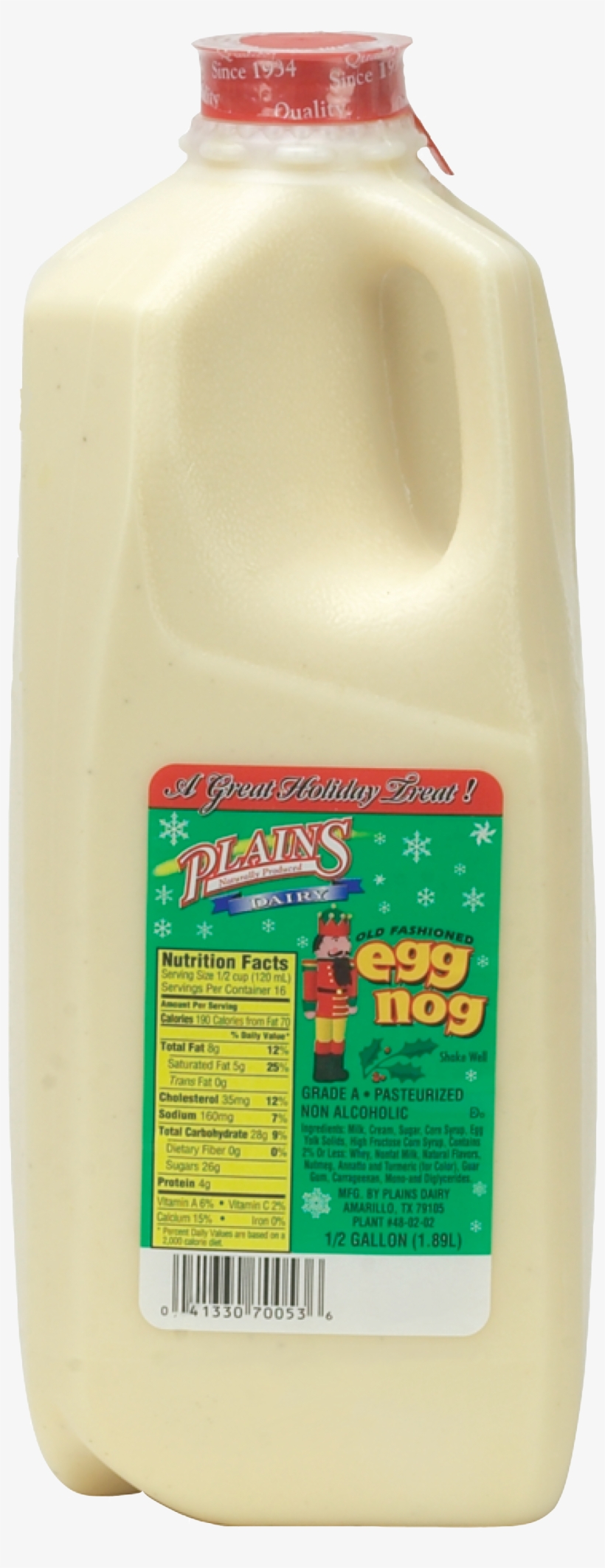 Plains Dairy Naturally Produced Egg Nog - Plains Eggnog, transparent png