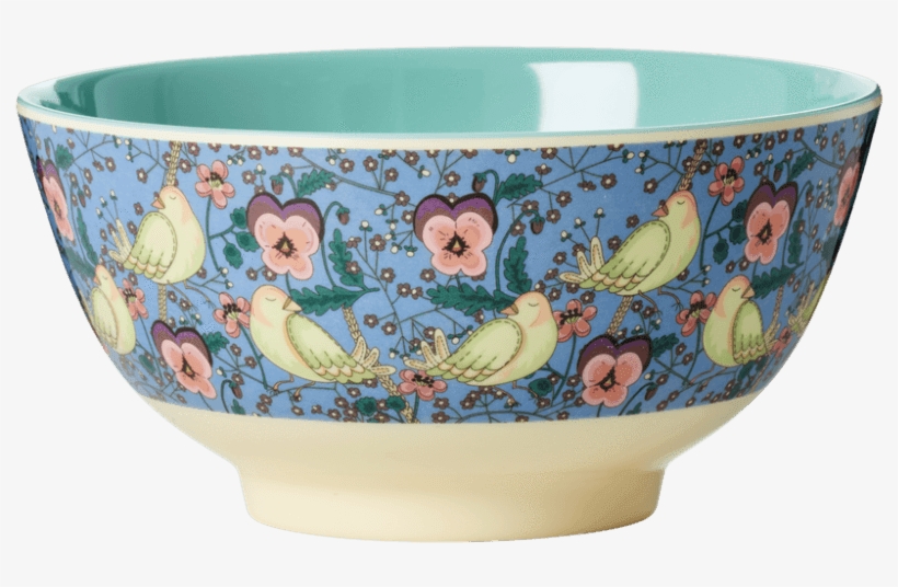 Rice,two Tone Bowl With Bird And Pansy Print,coucou,kitchenware - Bowl, transparent png