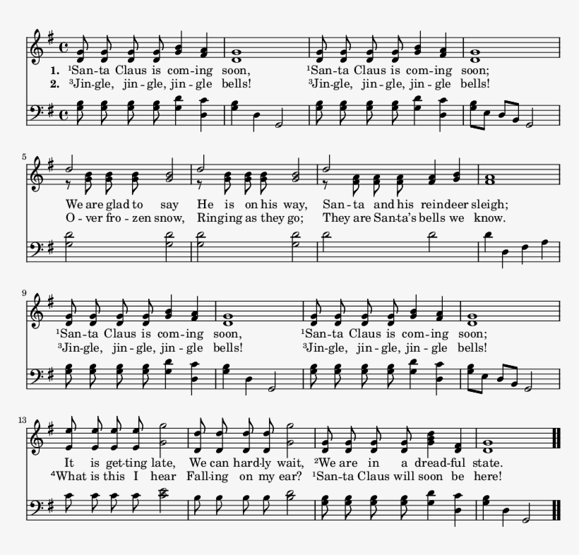 Primary Christmas Songs/jingle Bells - Sheet Music, transparent png