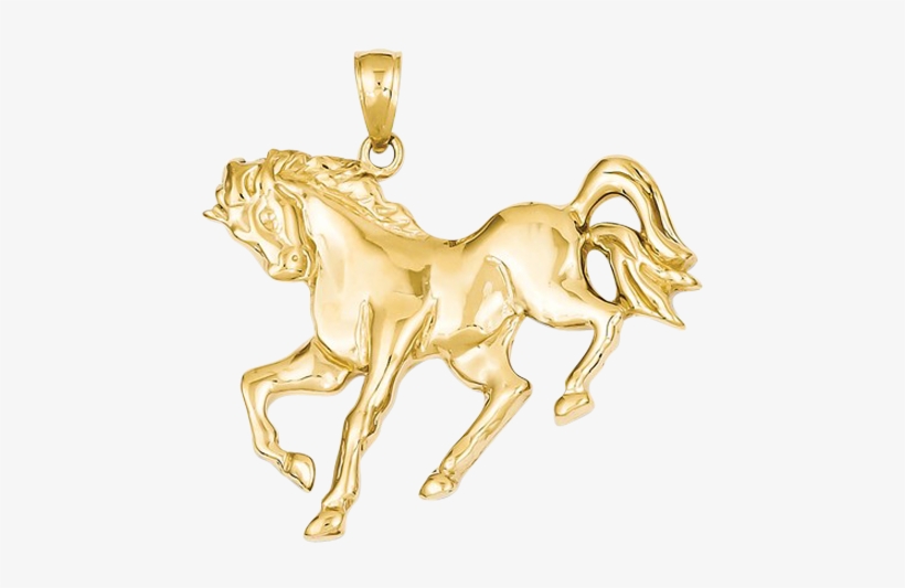 14kt Gold Galloping Horse Pendant - Pendant, transparent png