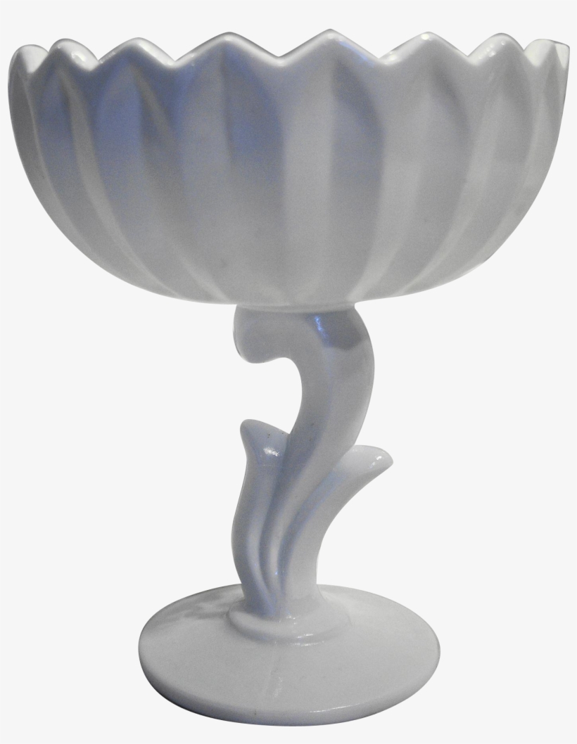 Indiana Glass Willow Magnolia Lotus Milk Glass Compote - Figurine, transparent png
