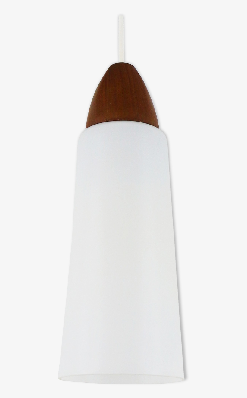 Minimalistic Milk Glass And Wood Pendant Light, 1960s - Lampshade, transparent png