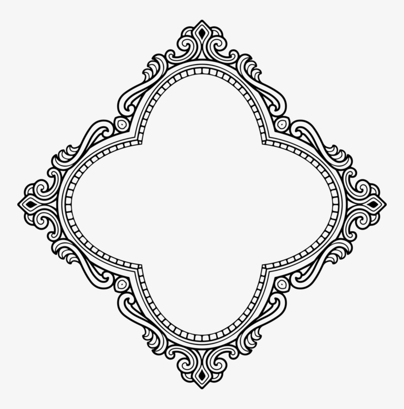 Ornament Decorative Arts Coloring Book Black And White - Vintage Border, transparent png
