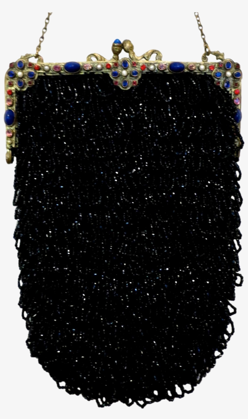 Vintage Beaded Purse Jewelled Encrusted Frame Black - Chain, transparent png