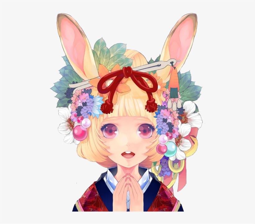 Render Fille Blonde Lapine Bunny Kimono - Manga Lapin, transparent png