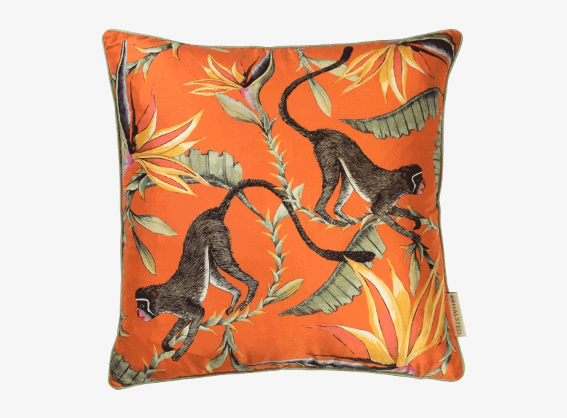 Monkey Paradise Flame Silk Cushion Halsted Design Uk - Cushion, transparent png
