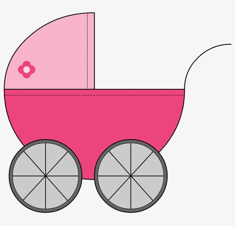 Cart, Baby, Baby Carriage, Girl, Childish, Illustration - Gratulation Zur Geburt Einer Tochter, transparent png