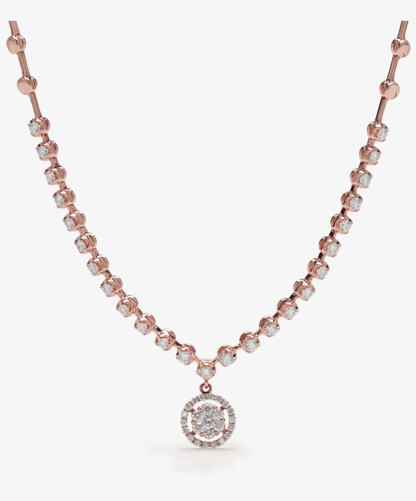 18ct Rose Gold Diamond Necklace - Beaded Necklace With Heart Gold, transparent png