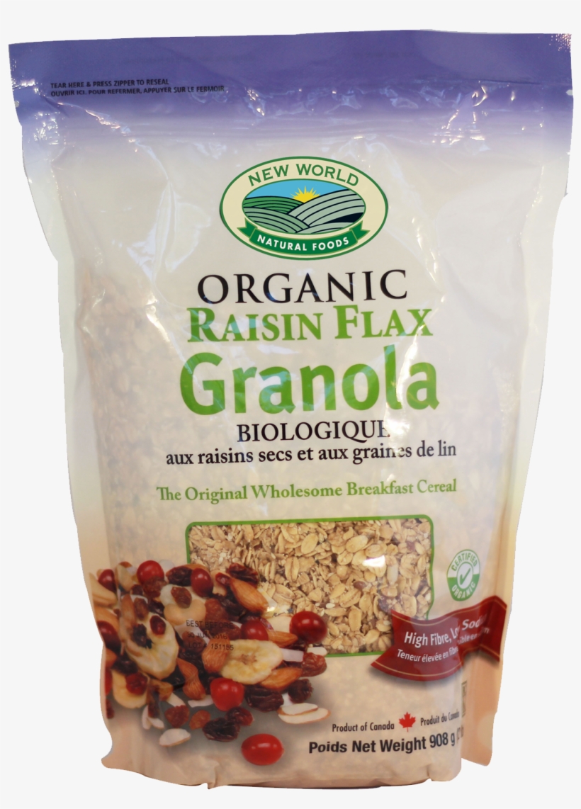 100% Organic Raisin Flax Granola - Muesli, transparent png