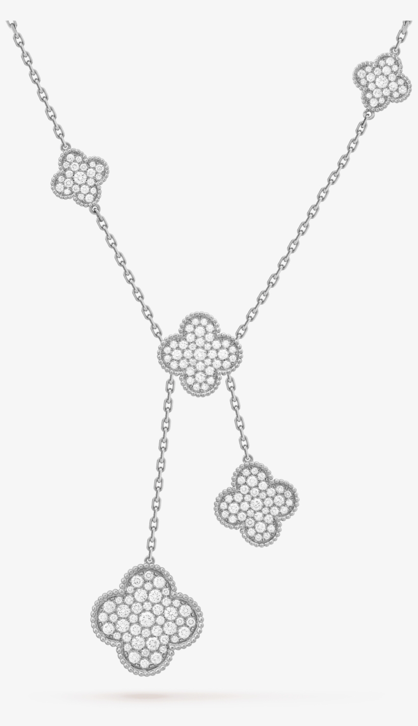 Van Cleef Alhambra Diamond Necklace, transparent png